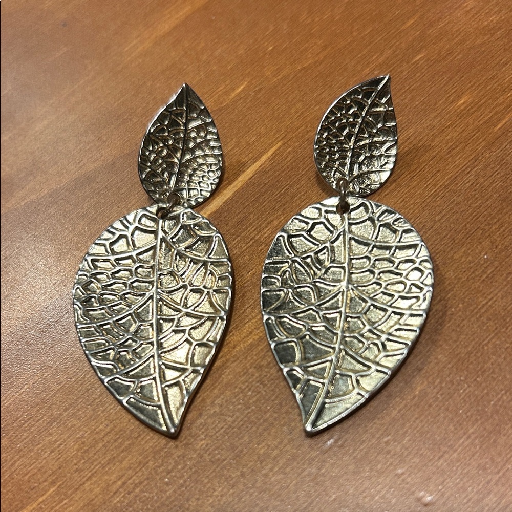 Gold Leaf Dangle Post Earrings